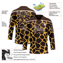 Загрузить изображение в средство просмотра галереи, Custom Brown White 3D Pattern Giraffe Print Neon Hockey Lace Neck Jersey