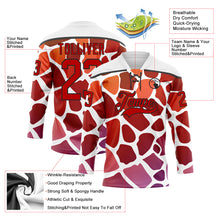 Laden Sie das Bild in den Galerie-Viewer, Custom White Red-Black 3D Pattern Gradient Giraffe Print Neon Hockey Lace Neck Jersey