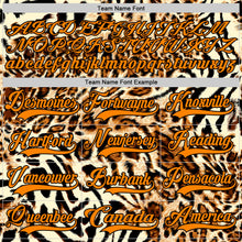 Загрузить изображение в средство просмотра галереи, Custom Cream Bay Orange-Black 3D Pattern Leopard Print Neon Hockey Lace Neck Jersey