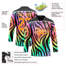 Charger l'image dans la galerie, Custom Black Bay Orange Purple Pink Green-White 3D Pattern Zebra Print Neon Hockey Lace Neck Jersey