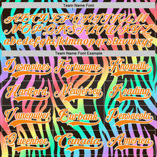 Charger l'image dans la galerie, Custom Black Bay Orange Purple Pink Green-White 3D Pattern Zebra Print Neon Hockey Lace Neck Jersey