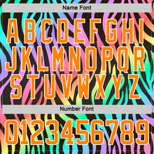 Charger l'image dans la galerie, Custom Black Bay Orange Purple Pink Green-White 3D Pattern Zebra Print Neon Hockey Lace Neck Jersey