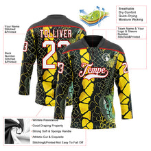 Загрузить изображение в средство просмотра галереи, Custom Black White Yellow-Red 3D Pattern Snake Skin Print Hockey Lace Neck Jersey