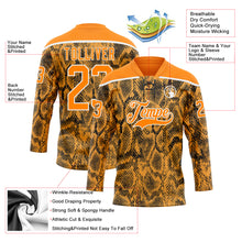 Load image into Gallery viewer, Custom Bay Orange Black-White 3D Pattern Snake Skin Print Hockey Lace Neck Jersey