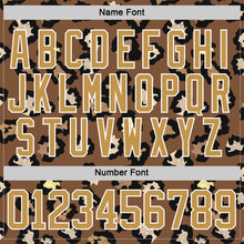 Загрузить изображение в средство просмотра галереи, Custom Brown Old Gold Black-White 3D Pattern Leopard Print Hockey Lace Neck Jersey