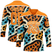 Load image into Gallery viewer, Custom Bay Orange Blue Black-Cream 3D Pattern Animal Print Hockey Lace Neck Jersey