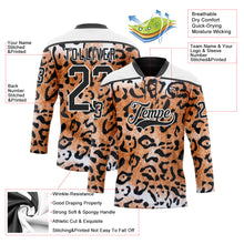 Загрузить изображение в средство просмотра галереи, Custom Brown Black-White 3D Pattern Leopard Print Hockey Lace Neck Jersey