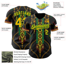 Load image into Gallery viewer, Custom Black Gold Grass Green-Red 3D Pattern Design Black History Month Africa Tribal Authentic Baseball Jersey