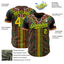 Load image into Gallery viewer, Custom Black Gold Grass Green-Red 3D Pattern Design Black History Month Africa Tribal Authentic Baseball Jersey