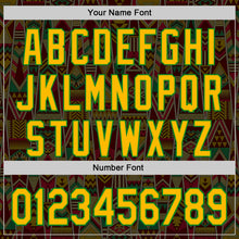 Load image into Gallery viewer, Custom Black Gold Grass Green-Red 3D Pattern Design Black History Month Africa Tribal Authentic Baseball Jersey
