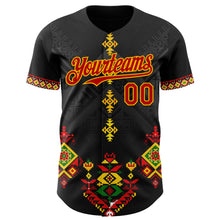 Charger l'image dans la galerie, Custom Black Red Gold-Green 3D Pattern Design Black History Month Africa Tribal Authentic Baseball Jersey