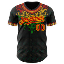 Charger l'image dans la galerie, Custom Black Red Gold-Green 3D Pattern Design Black History Month Africa Tribal Authentic Baseball Jersey
