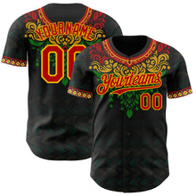 Charger l'image dans la galerie, Custom Black Red Gold-Green 3D Pattern Design Black History Month Africa Tribal Authentic Baseball Jersey