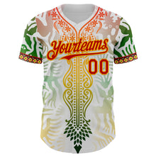 Charger l'image dans la galerie, Custom White Red Green-Gold 3D Pattern Design Black History Month Africa Tribal Authentic Baseball Jersey