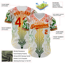 Charger l'image dans la galerie, Custom White Red Green-Gold 3D Pattern Design Black History Month Africa Tribal Authentic Baseball Jersey