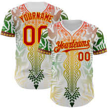 Charger l'image dans la galerie, Custom White Red Green-Gold 3D Pattern Design Black History Month Africa Tribal Authentic Baseball Jersey