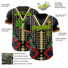 Load image into Gallery viewer, Custom Black Grass Green Red-Gold 3D Pattern Design Black History Month Africa Tribal Authentic Baseball Jersey