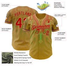 Load image into Gallery viewer, Custom Old Gold Red-Green 3D Pattern Design Black History Month Africa Tribal Authentic Baseball Jersey