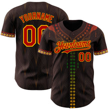 Charger l'image dans la galerie, Custom Brown Red Gold-Green 3D Pattern Design Black History Month Africa Tribal Authentic Baseball Jersey