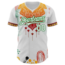 Load image into Gallery viewer, Custom White Yellow Red-Grass Green 3D Pattern Design Black History Month Africa Tribal Authentic Baseball Jersey