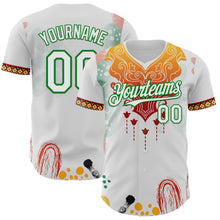 Load image into Gallery viewer, Custom White Yellow Red-Grass Green 3D Pattern Design Black History Month Africa Tribal Authentic Baseball Jersey