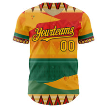 Laden Sie das Bild in den Galerie-Viewer, Custom Yellow Gold Red Green-Black 3D Pattern Design Black History Month Africa Tribal Authentic Baseball Jersey