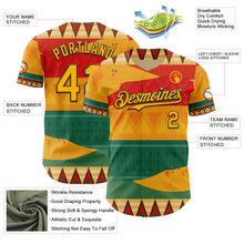 Laden Sie das Bild in den Galerie-Viewer, Custom Yellow Gold Red Green-Black 3D Pattern Design Black History Month Africa Tribal Authentic Baseball Jersey