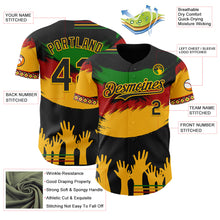 Charger l'image dans la galerie, Custom Black Green Red-Gold 3D Pattern Design Black History Month Africa Tribal Authentic Baseball Jersey