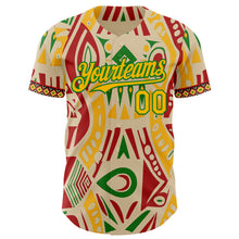 Charger l'image dans la galerie, Custom City Cream Gold Red-Grass Green 3D Pattern Design Black History Month Africa Tribal Authentic Baseball Jersey