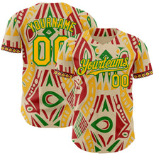 Charger l'image dans la galerie, Custom City Cream Gold Red-Grass Green 3D Pattern Design Black History Month Africa Tribal Authentic Baseball Jersey