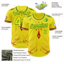Laden Sie das Bild in den Galerie-Viewer, Custom Light Yellow Grass Green Red-Black 3D Pattern Design Black History Month Africa Tribal Authentic Baseball Jersey