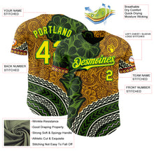 Charger l'image dans la galerie, Custom Old Gold Light Yellow Grass Green Black-Red 3D Pattern Design Black History Month Africa Tribal Authentic Baseball Jersey