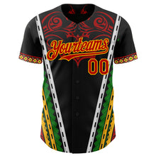 Charger l'image dans la galerie, Custom Black Red Gold-Green 3D Pattern Design Black History Month Africa Tribal Authentic Baseball Jersey