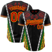 Charger l'image dans la galerie, Custom Black Red Gold-Green 3D Pattern Design Black History Month Africa Tribal Authentic Baseball Jersey