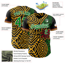 Load image into Gallery viewer, Custom Black Grass Green Gold Red-White 3D Pattern Design Black History Month Africa Tribal Authentic Baseball Jersey
