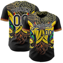 Load image into Gallery viewer, Custom Black Yellow Red Green-White 3D Pattern Design Black History Month Africa Tribal Authentic Baseball Jersey