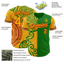 Загрузить изображение в средство просмотра галереи, Custom Grass Green Gold Red-Black 3D Pattern Design Black History Month Africa Tribal Authentic Baseball Jersey