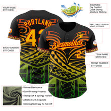 Load image into Gallery viewer, Custom Black Gold Red-Green 3D Pattern Design Black History Month Africa Tribal Authentic Baseball Jersey