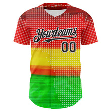 Load image into Gallery viewer, Custom Red Black Yellow Green-White 3D Pattern Design Black History Month Polka Dots Authentic Baseball Jersey