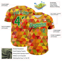 Charger l'image dans la galerie, Custom Red Grass Green Yellow-White 3D Pattern Design Black History Month Abstract Geometric Authentic Baseball Jersey