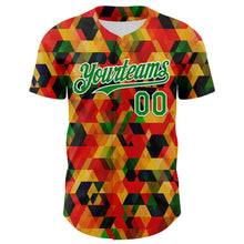 Charger l'image dans la galerie, Custom Red Grass Green Yellow-White 3D Pattern Design Black History Month Abstract Geometric Authentic Baseball Jersey