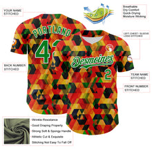 Charger l'image dans la galerie, Custom Red Grass Green Yellow-White 3D Pattern Design Black History Month Abstract Geometric Authentic Baseball Jersey