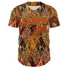 Load image into Gallery viewer, Custom Brown Red Gold-Grass Green 3D Pattern Design Black History Month Animal Print Authentic Baseball Jersey