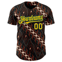 Load image into Gallery viewer, Custom Black Gold Red Cream-Kelly Green 3D Pattern Design Black History Month Abstract Authentic Baseball Jersey