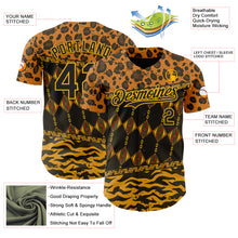 Load image into Gallery viewer, Custom Black Gold Green-Red 3D Pattern Design Black History Month African Ethnicity Style Animal Print Authentic Baseball Jersey