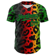 Load image into Gallery viewer, Custom Black Grass Green Yellow-Red 3D Pattern Design Black History Month African Ethnicity Style Animal Print Authentic Baseball Jersey
