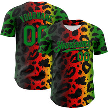 Load image into Gallery viewer, Custom Black Grass Green Yellow-Red 3D Pattern Design Black History Month African Ethnicity Style Animal Print Authentic Baseball Jersey