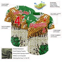 Load image into Gallery viewer, Custom White Fire Red Green Yellow-Black 3D Pattern Design Black History Month Animal Print Authentic Baseball Jersey
