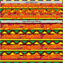 Load image into Gallery viewer, Custom Green Fire Red Light Yellow-Black 3D Pattern Design Black History Month African Ethnicity Style Abstract Geometric Authentic Baseball Jersey