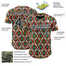 Load image into Gallery viewer, Custom Black Red Green Yellow-White 3D Pattern Design Black History Month African Ethnicity Style Abstract Geometric Authentic Baseball Jersey